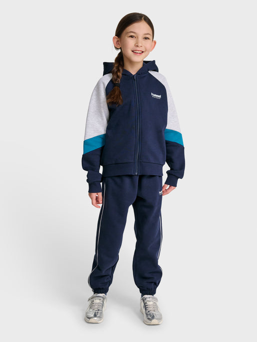 hmlJR LOOSE BLOCKED ZIP HOODIE NAVY