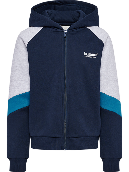 hmlJR LOOSE BLOCKED ZIP HOODIE NAVY