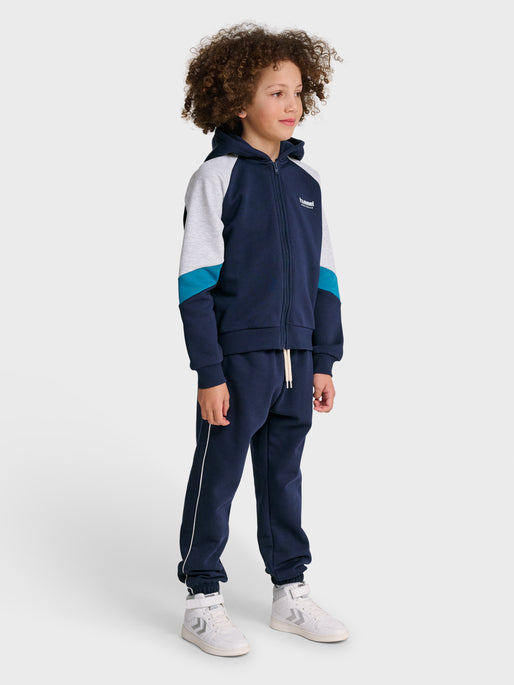 hmlJR LOOSE BLOCKED ZIP HOODIE NAVY